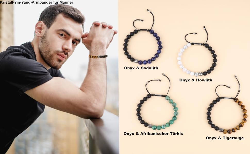 Чоловічий браслет GAVU з кристалами Інь-Ян з содаліту