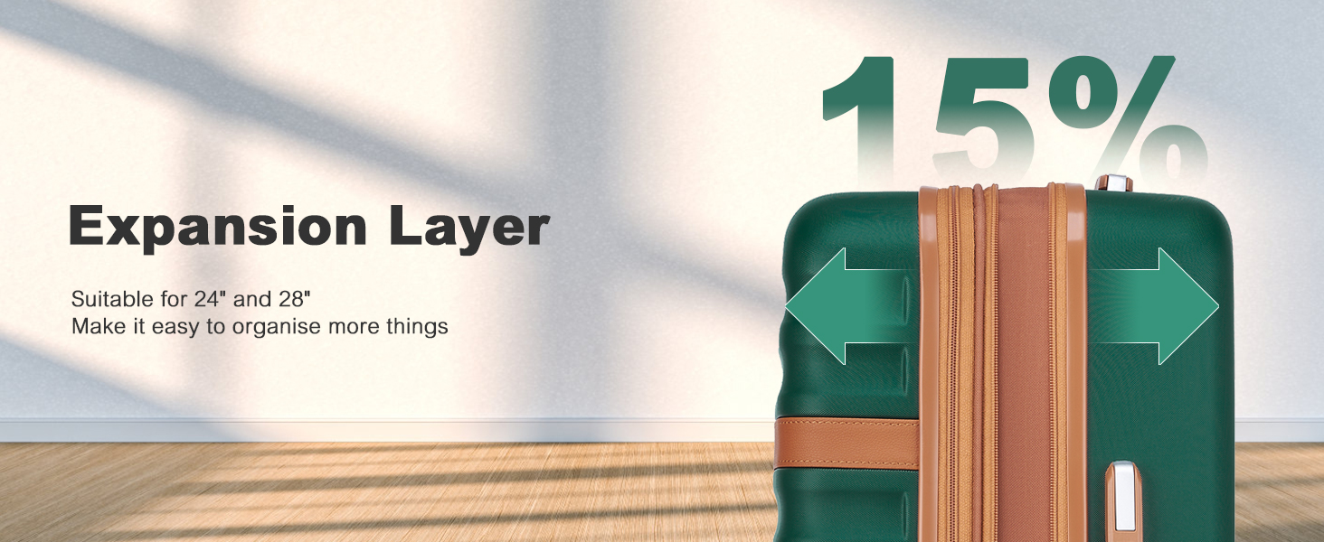 Чемодан-валіза KONO Trolley XL з ABS+PC, 4 колеса, TSA-замок (кремовий/коричневий) та M(55см) темно-зелений/коричневий