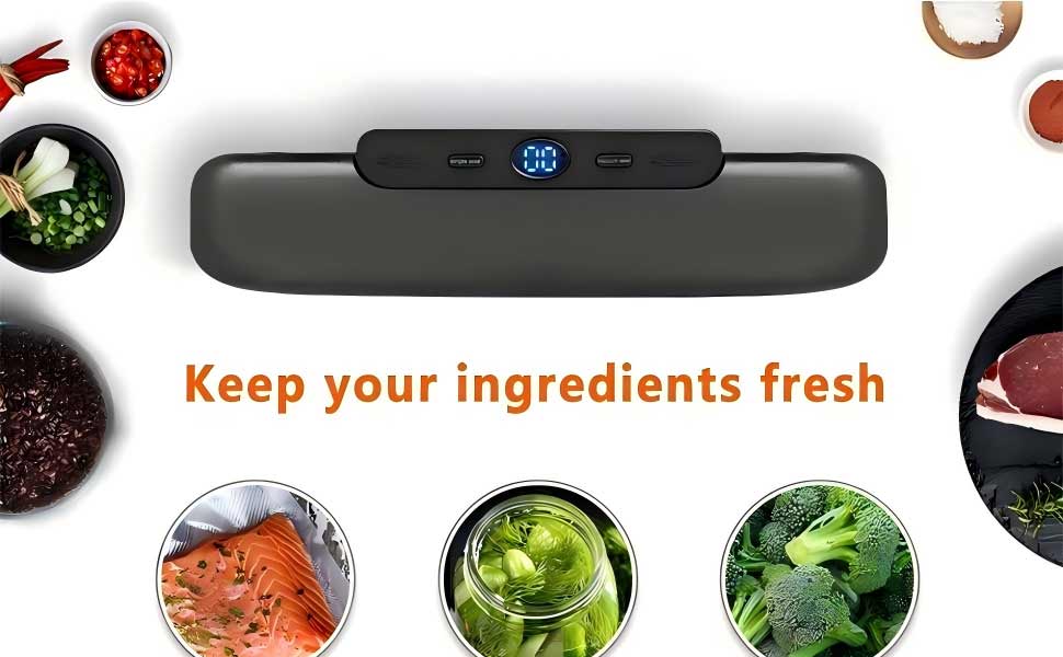 MeteMake Вакууматор автоматичний для продуктів харчування, One-Touch вакуумна запайка, компактна модель (чорний)