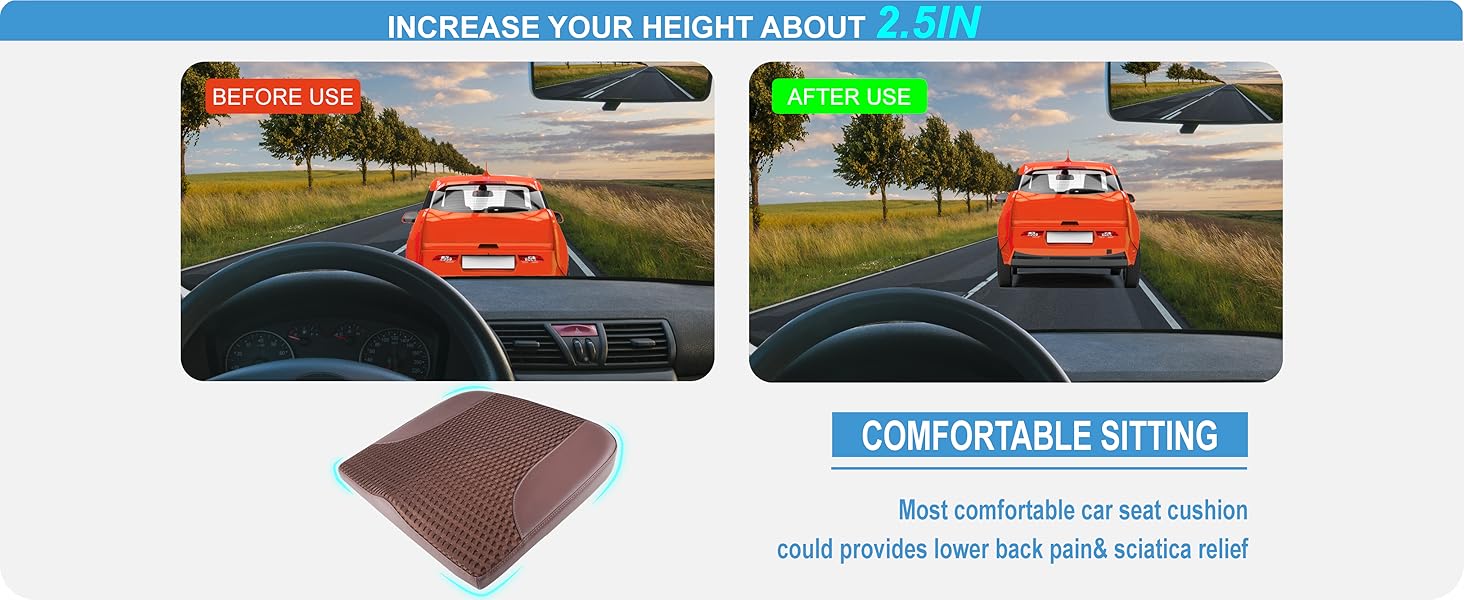 Подушка для автосидіння з Memory Foam для полегшення болю в куприку та попереку. Підходить для авто, вантажівки, офісу, інвалідного візка. Шкіра та сітка 4D (Колір: Коричневий)