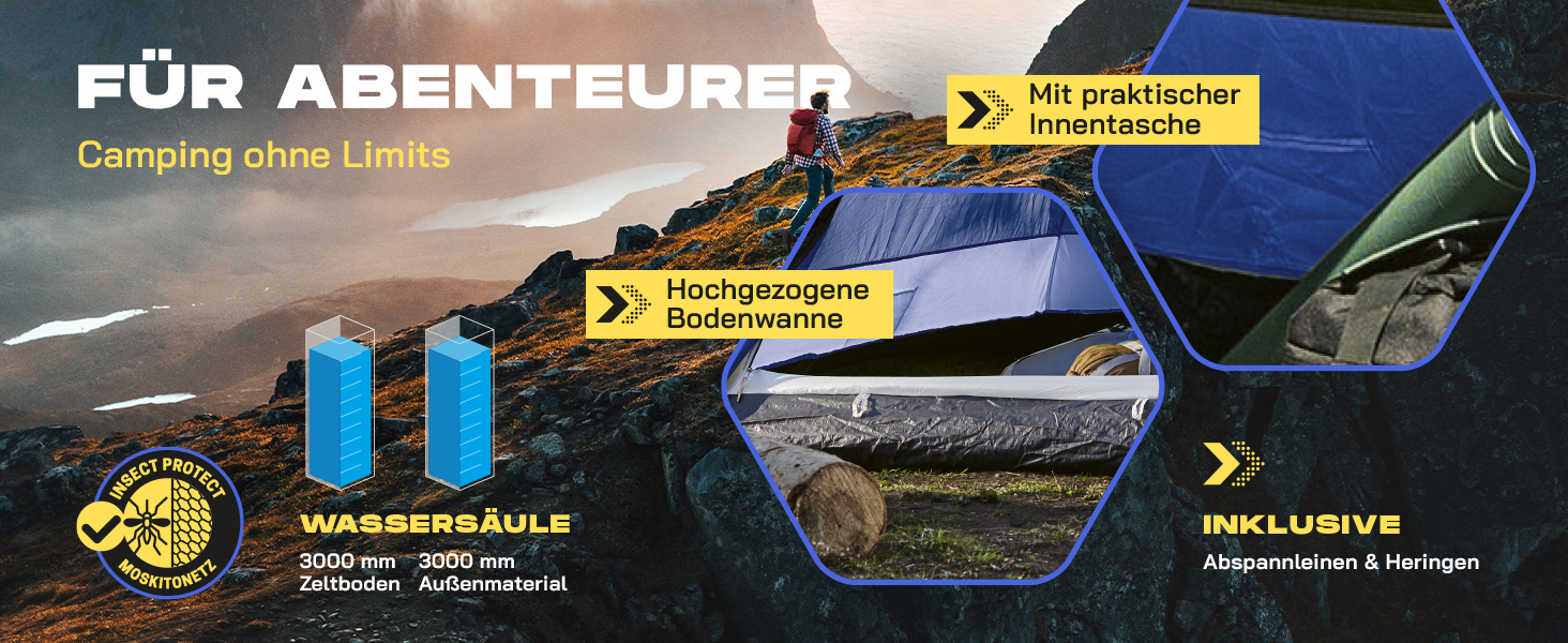 Lumaland Outdoor Pop-Up Dome Tent - 2-3 Person Tent
