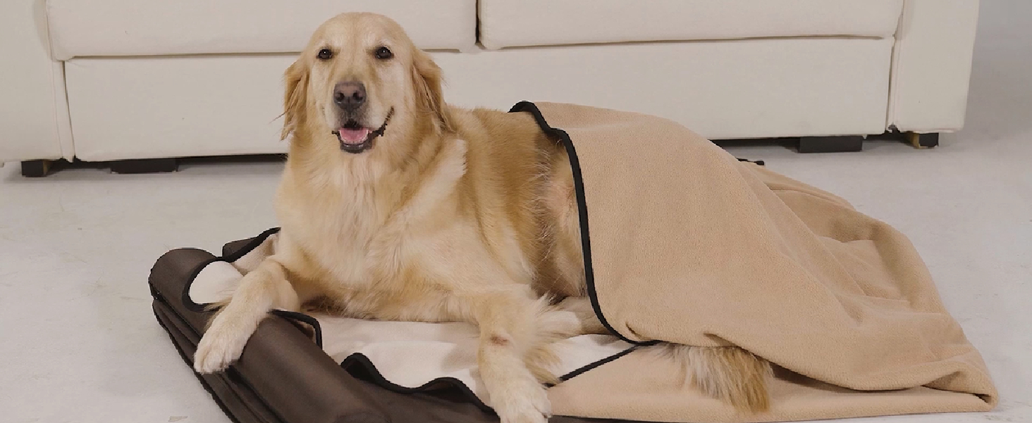 Водонепроникний коврик для собак PETTOM 152x127см, м'який коврик для великих і маленьких собак, захисний коврик для дивану, ліжка, автокрісла, меблів - 30°C, (L, Коричневий верблюд)