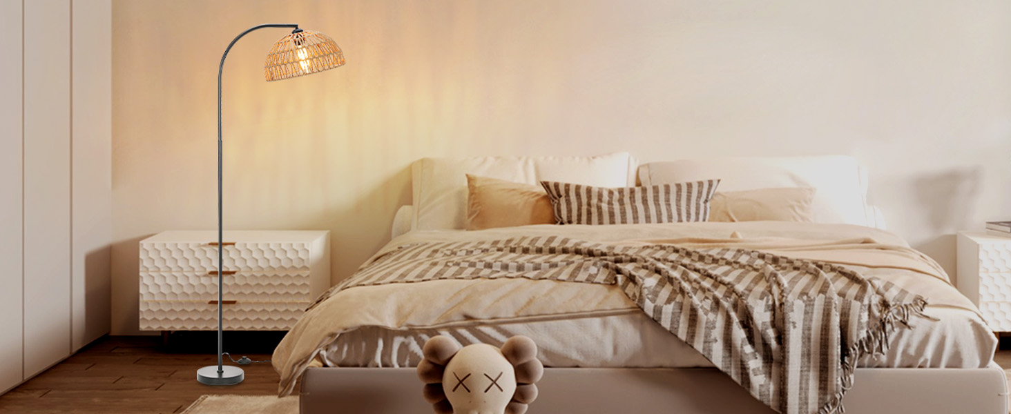 Стельова лампа Winverty для вітальні з полицею, 3 лампочки, вінтажний стиль, регульована висота 1.66м, Е27, з абажуром з льону, з вимикачем на ніжці