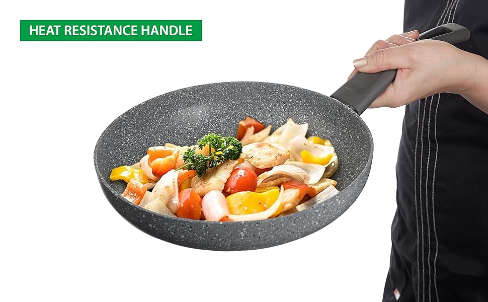 Сковорода антипригарна GadHome 20 см, чорна | Для індукційної плити | Алюмінієва сковорода з ергономічною ручкою | Без PFOA для здорового приготування їжі | Можна мити в посудомийній машині