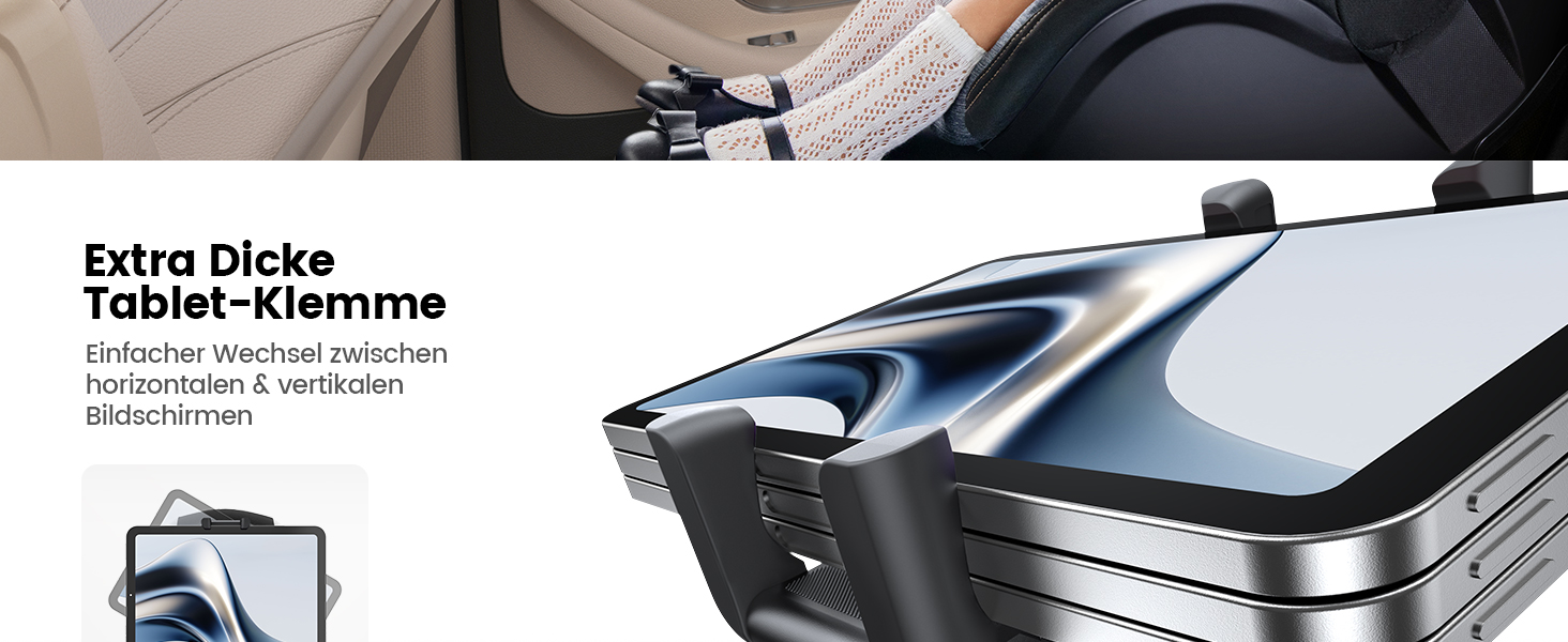Утримувач для планшету Lamicall у автомобільну підголівник - складний, міцний кріплення для планшету, 360° обертання. Підходить для iPad, Samsung Tab, 6.1-13 дюймів