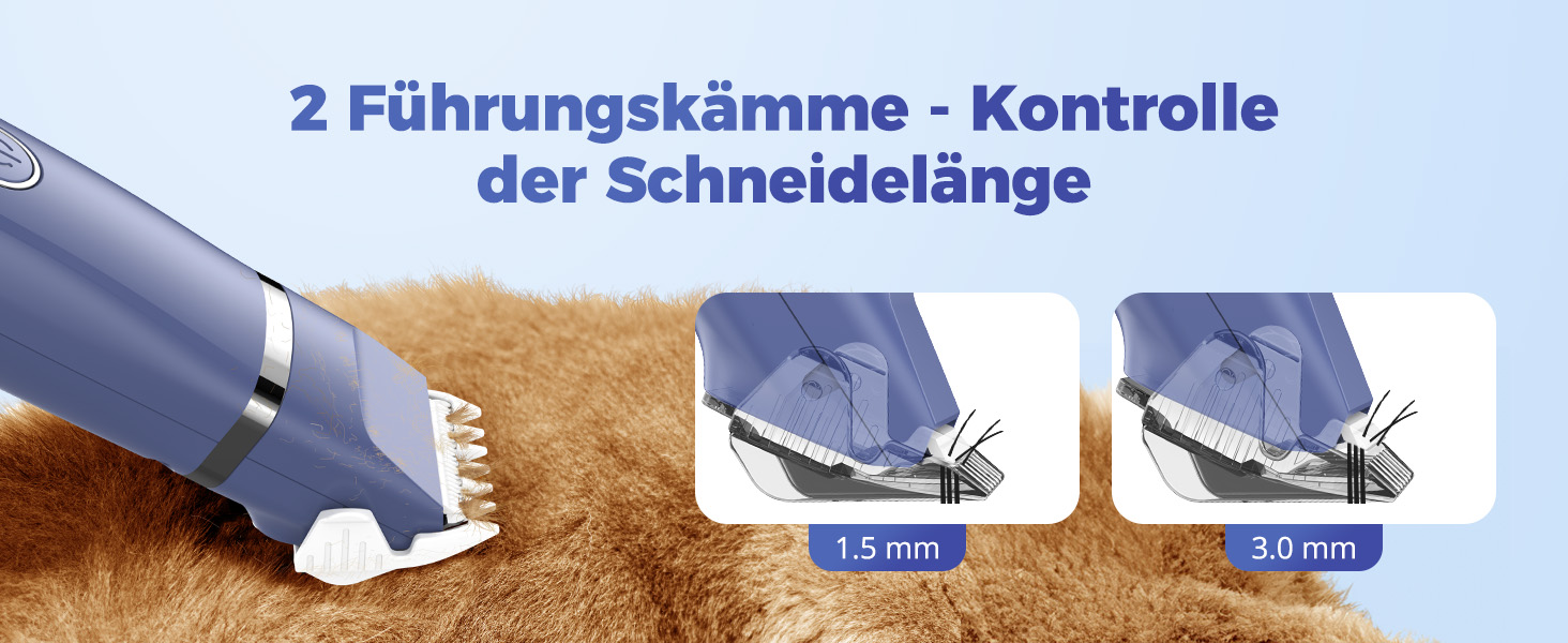 Машинка для стрижки собак і котів oneisall 4-в-1: стрижка, триммінг, шліфування кігтів. Безшумна, акумуляторна. 4 насадки для тіла, лап, очей, вух, обличчя. Білий/Синій колір