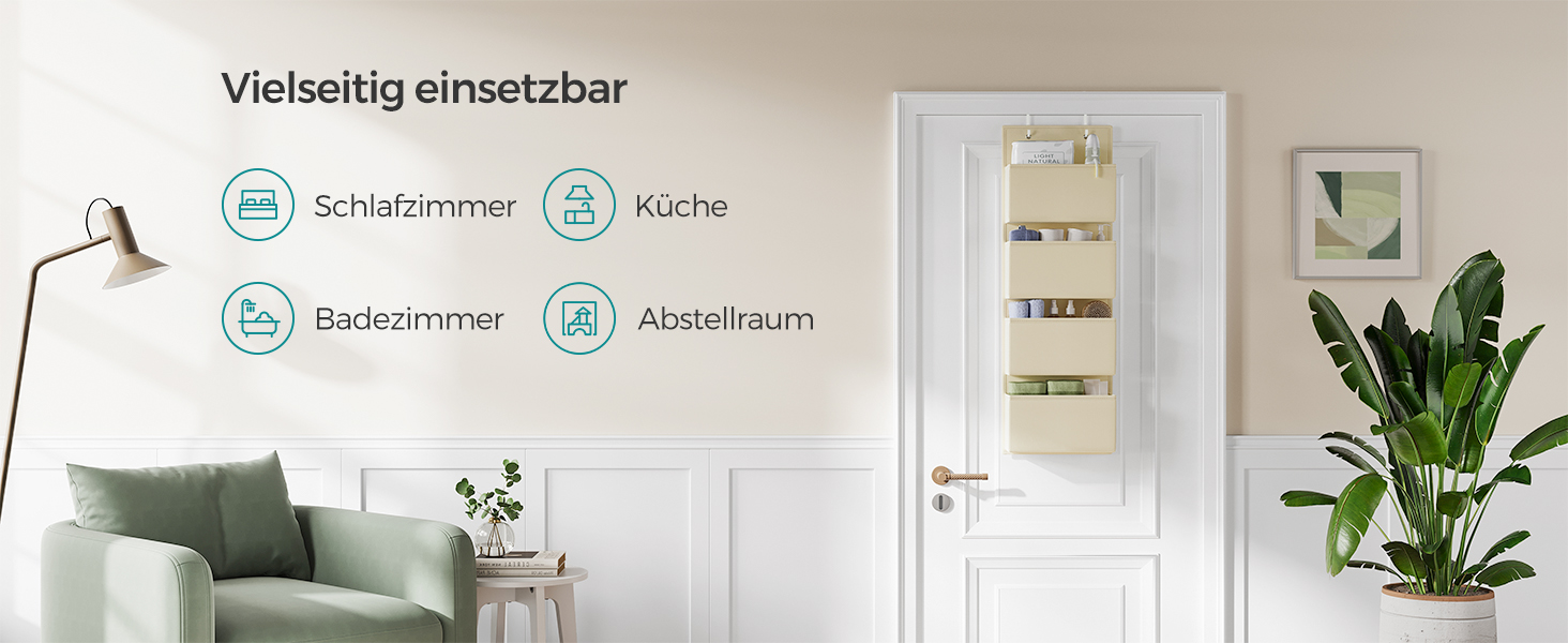 Організатор для шафи SONGMICS з 4 кишенями, настінний, для зберігання, на двері, спальня, вітальня, 2 x 33,5 x 00 см, RDH04G (1, Бежевий)