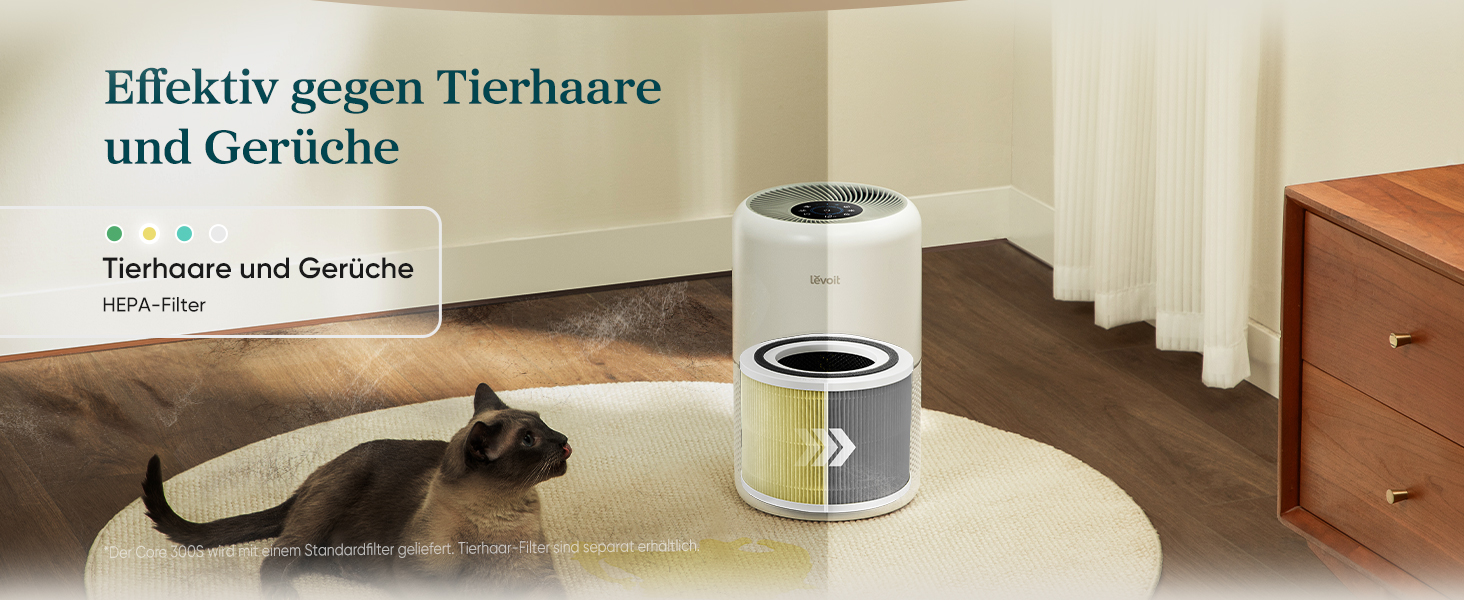 Повітряочисник LEVOIT з HEPA-фільтром: видаляє 99,97% цвілі, пилу, пилку, шерсті тварин. Індикатор якості повітря, автоматичний режим, CADR 240 м³/год для кімнат до 50 м², 22 дБ (нічний режим), таймер, білий