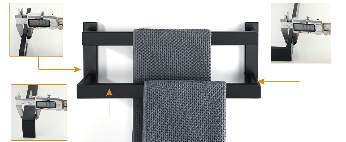 Тримач для рушників SAYAYO: настінний, багаторівневий, для ванної та кухні, 64 см (чорний)