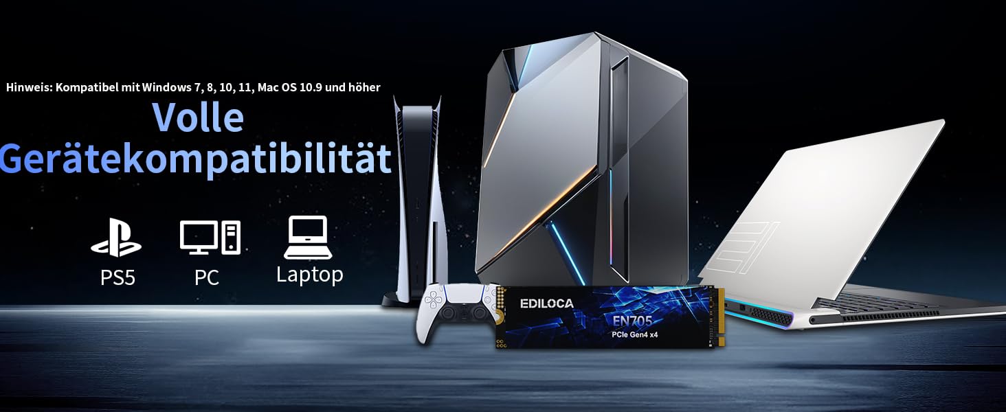 SSD NVMe M.2 PCIe Gen4 4TB з радіатором для PS5, ноутбука та ПК. Швидкість до 7400 МБ/с, 3D NAND TLC. Внутрішній SSD накопичувач