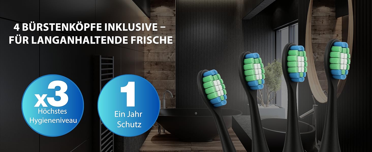 Електрична зубна щітка Wagner Stern VibroWave Plus: Звукова, з вібрацією та 4 насадками, водонепроникна IPX7, блакитна