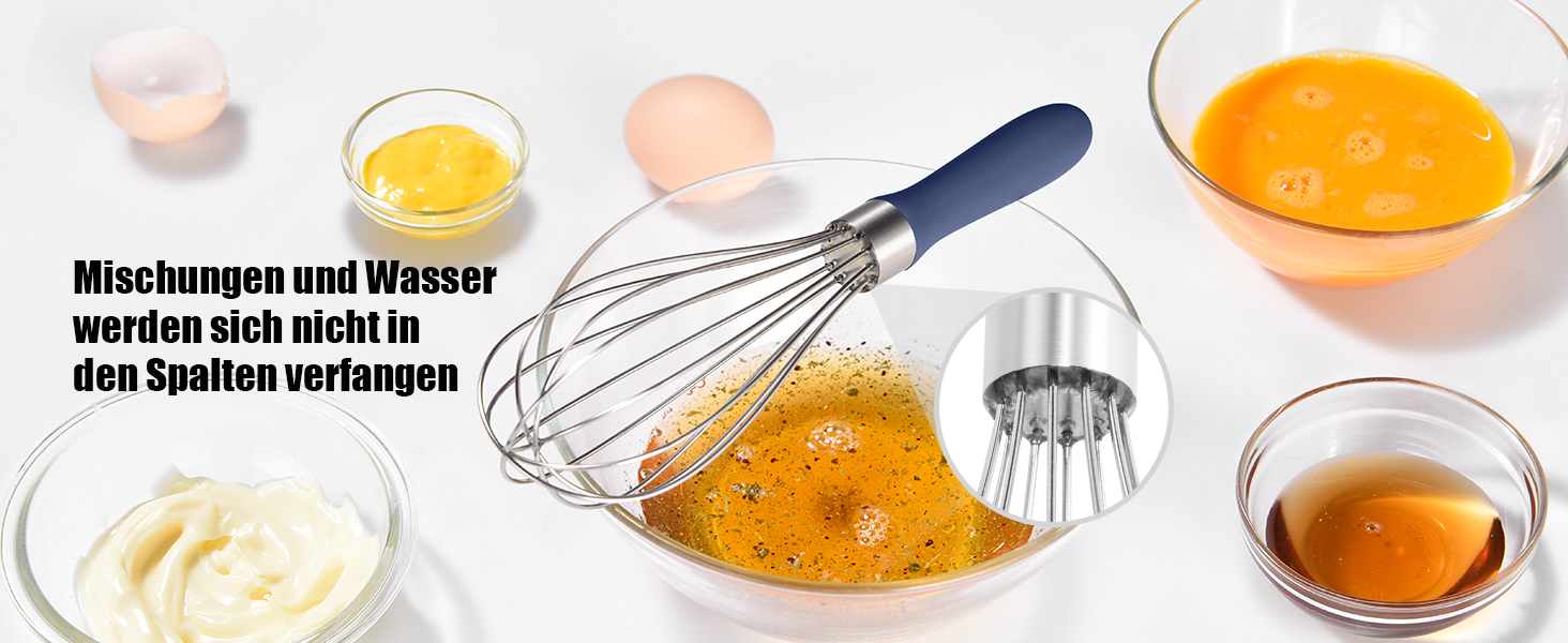 Ручний вінчик для кухні Doosu 28 см, з нержавіючої сталі 18/8, 8 гнучких дротів для збивання та перемішування (Midnigth Blue, S-23cm)