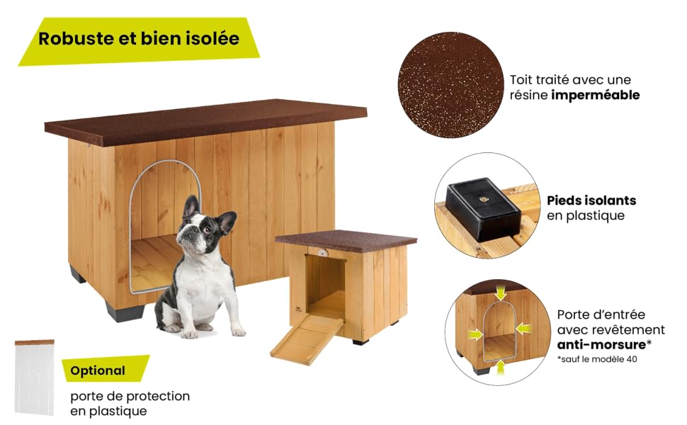 Будка для собак Ferplast BAITA 40 з FSC-дерева, для маленьких собак, Outdoor, вологостійка, ізольовані пластикові ніжки, двері з алюмінієвою захисною кромкою, 39 x 50 x 43 см