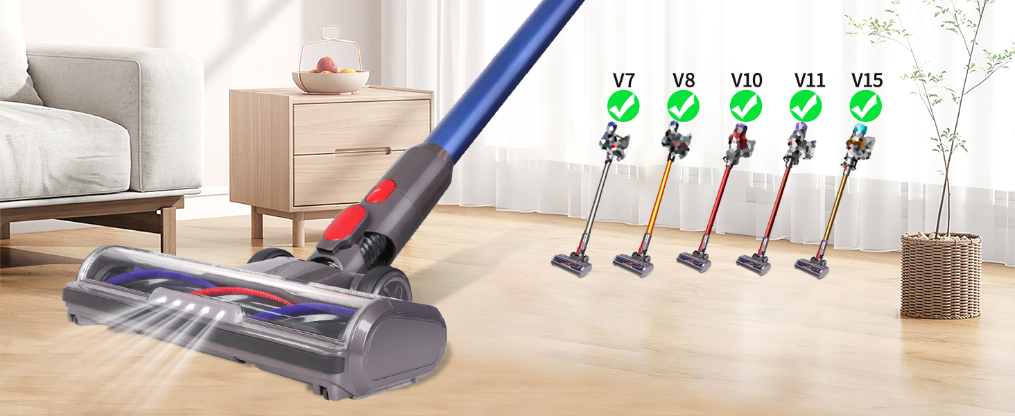 Насадка для пилососа Dyson V7 V8 V10 V11 V15 FEVORCS з підсвічуванням для твердих поверхонь та килимів