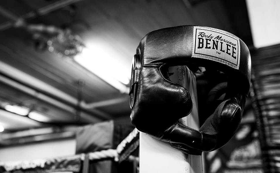 Benlee Mike Faux Leather Headguard (L-XL, Black) - Motorcycle & Boxing Head Protection