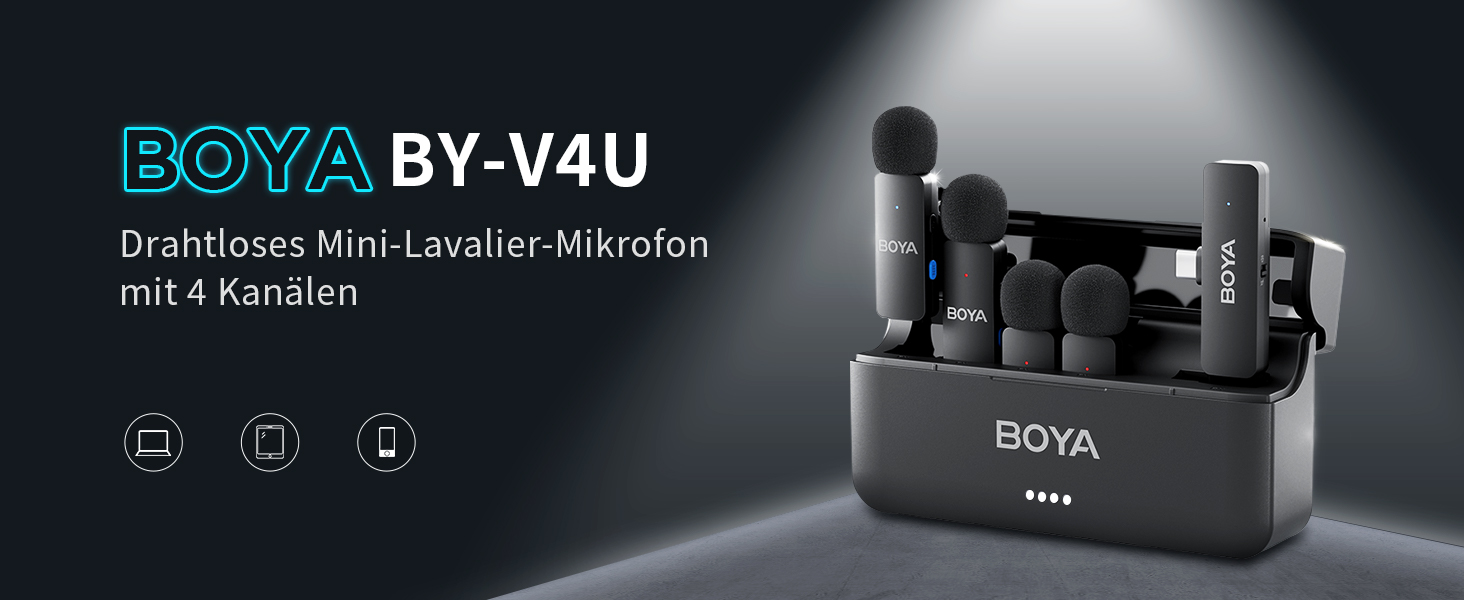 Мікрофон петличний Boya BY-V4U бездротовий для iPhone 15, Android, смартфонів, відеозйомки, подкастів, інтерв'ю, YouTube