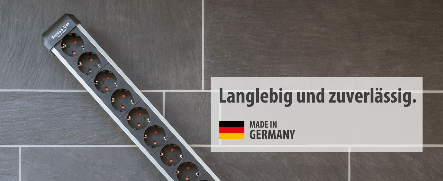 Бренненштуль Розподільник розеток Premium-Alu Line 10 розеток з вимикачем, 3м кабель, Алюміній, Made in Germany