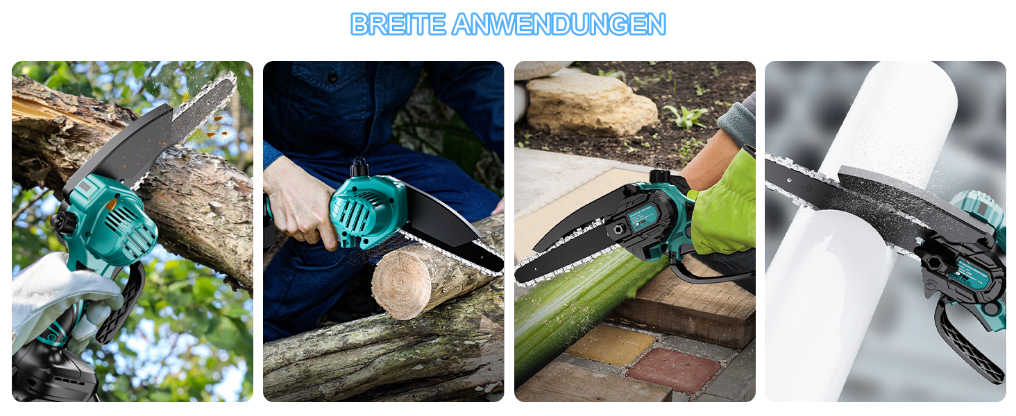 Акумуляторна міні-пилка Olubfdh 4000mAh, 6 дюймів, з автоматичним змащенням, 2 акумулятори 2000mAh, для стрижки гілок та дерева