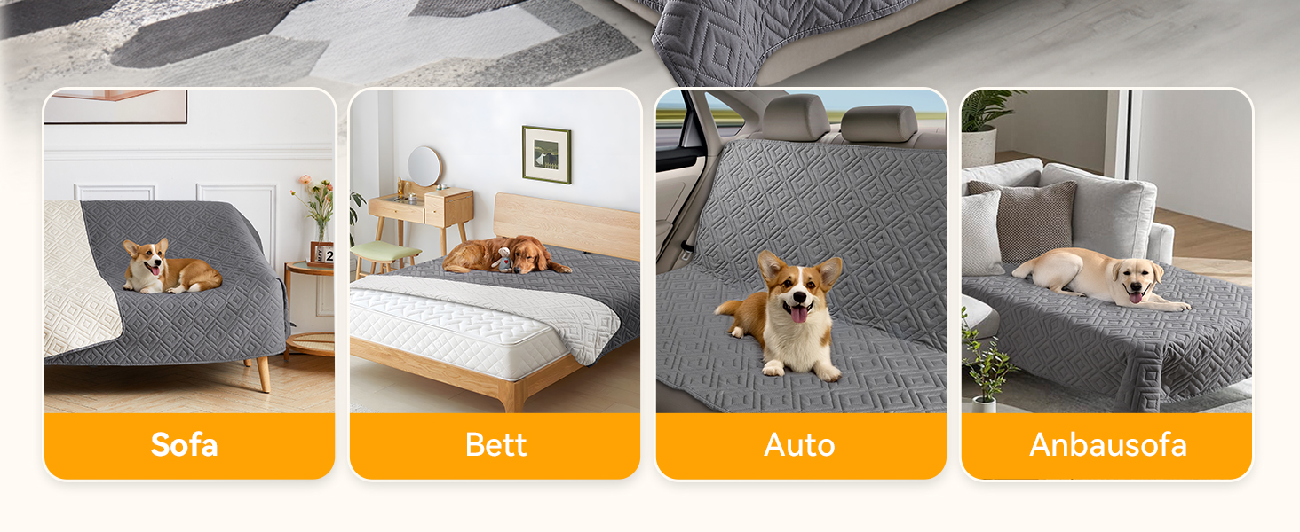 Водонепроникний килимок для собак, антиковзкий та пральний, ковдра для домашніх тварин для собак та котів, захисна ковдра для дивану від шерсті та подряпин, ідеально підходить для дивану, ліжка, автокрісла (Сірий, 97×190 см)