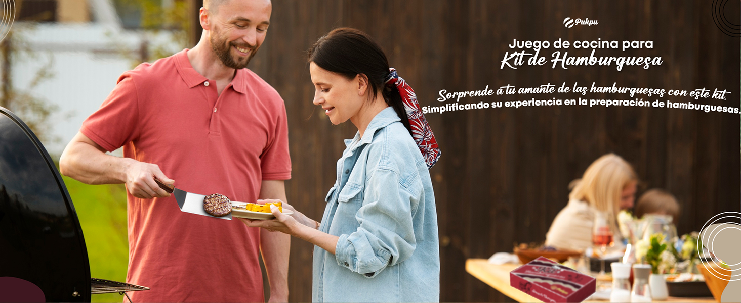 Набір для приготування Smash Burger – 6 предметів: прес для бургерів, розчавлювач, 2 кришки для плавлення сиру, лопатка для гриля та шампури – подарунок для чоловіків та любителів гриля (Чорний, 6 предметів)