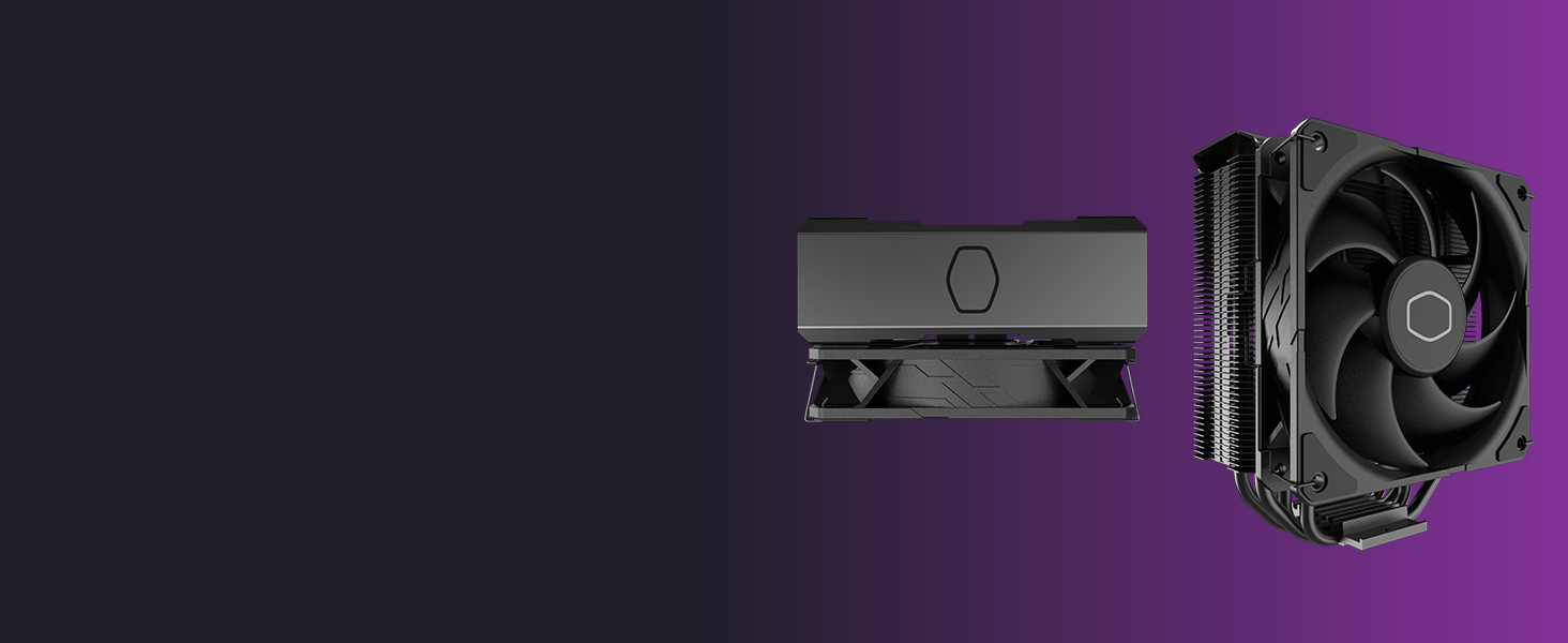 Cooler Master Hyper 212 Black - кулер для CPU з RGB підсвічуванням, LGA1700 & AM5, чорний, з 4 heatpipes