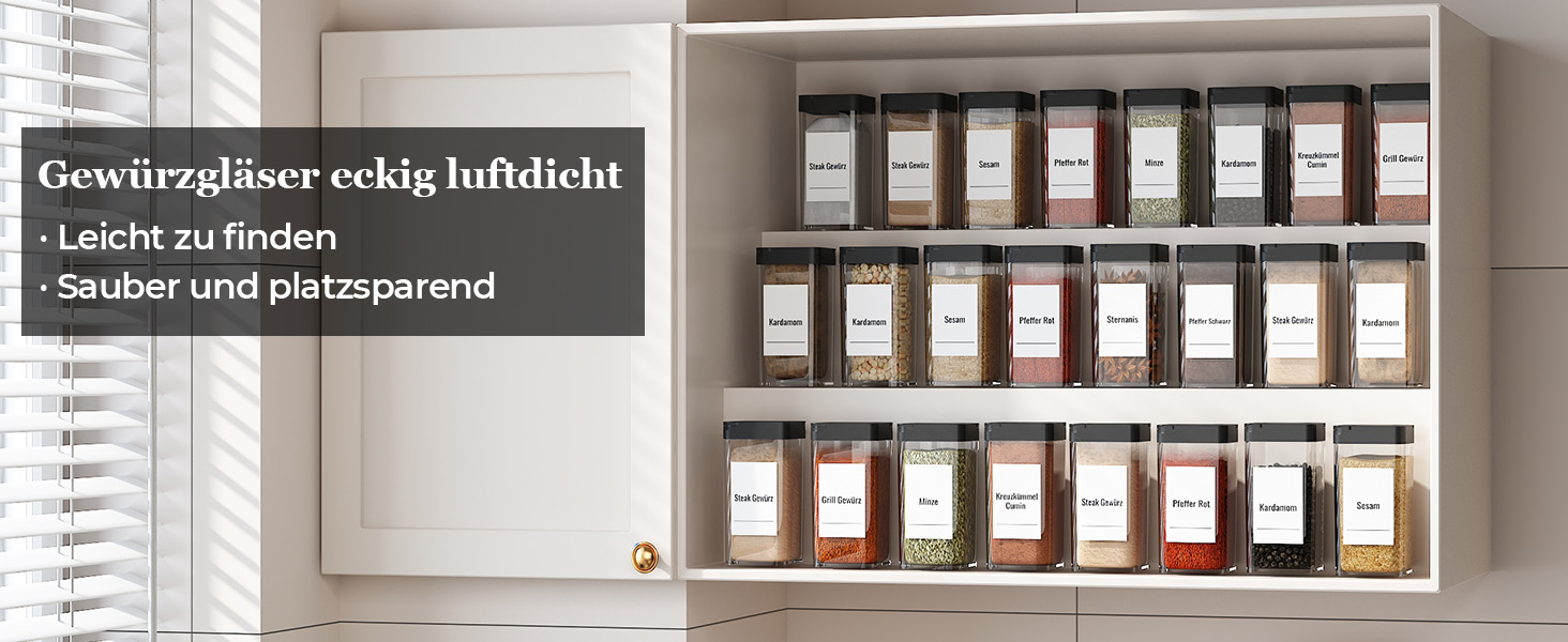 Набір баночок для спецій кутовий 12 шт. по 120 мл з кришкою, чорний