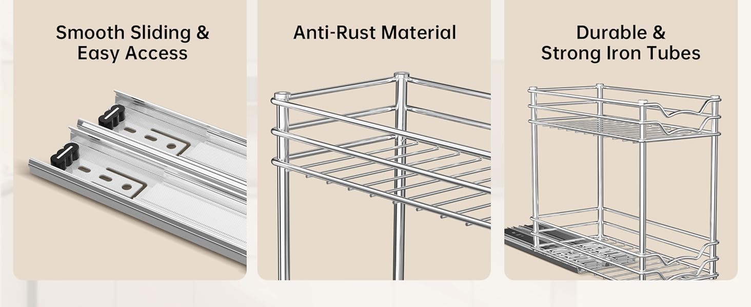 Висувна полиця для спецій, 2 яруси, органайзер для кухні, регульована висота, металева, срібна. Організатор для шафи на кухні, розмір 26,4х12,5х24,3 см