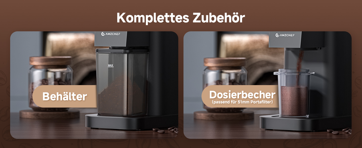 Електрична кавомолка AMZCHEF з 48 ступенями помолу, об'єм 250 г, для фільтр-кави, еспресо, френч-прес, чорна