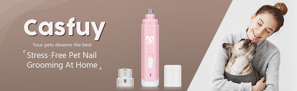 Електричний триммер для собак та котів Casfuy - професійний, 2 швидкості, акумуляторний, рожевий