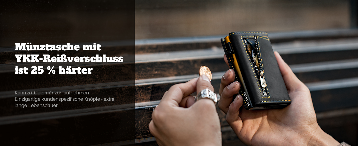 Портмоне DODENSHA® MagSnap для чоловіків з RFID захистом та відділенням для AirTag, картхолдер на 10+ карт, з монетницею, чорно-синій колір