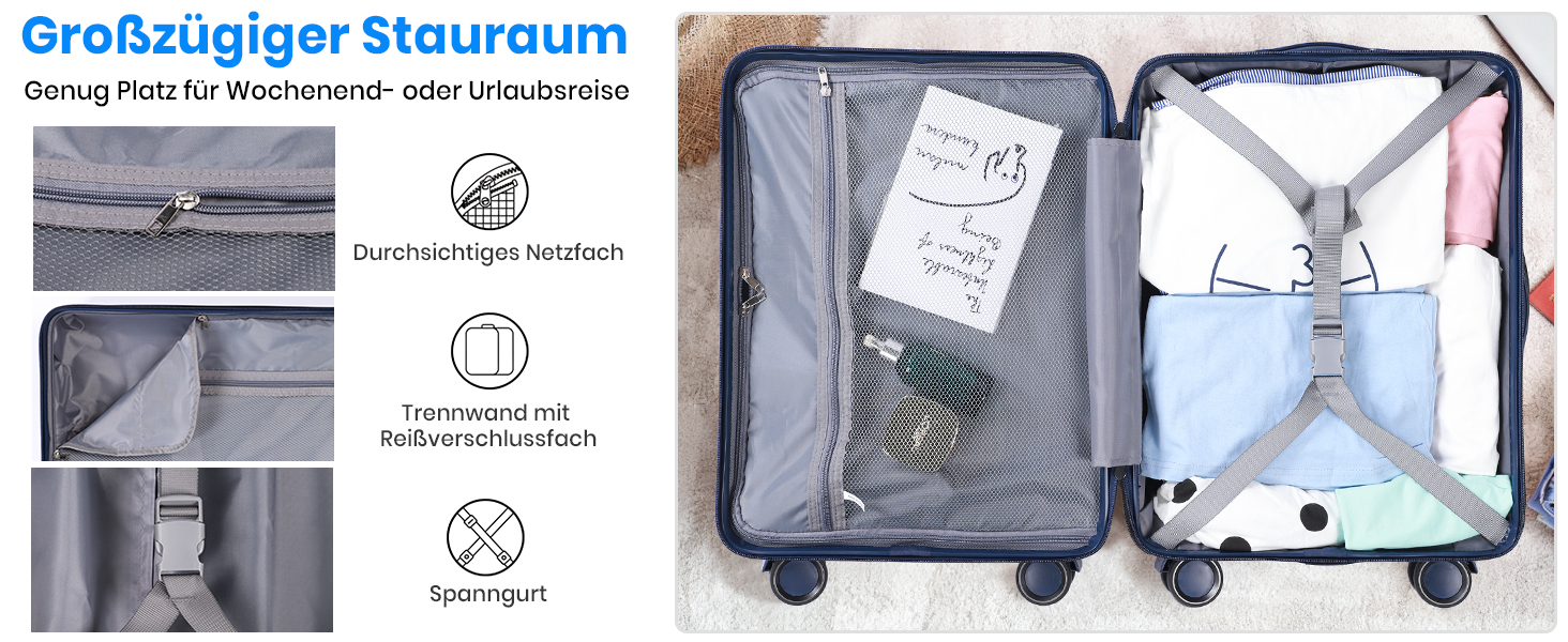 Набір валіз Tavoxda 3 шт. з TSA-замком, з регульованою ручкою, великі валізи, набір для подорожей для жінок та чоловіків (1 шт, темно-синій)