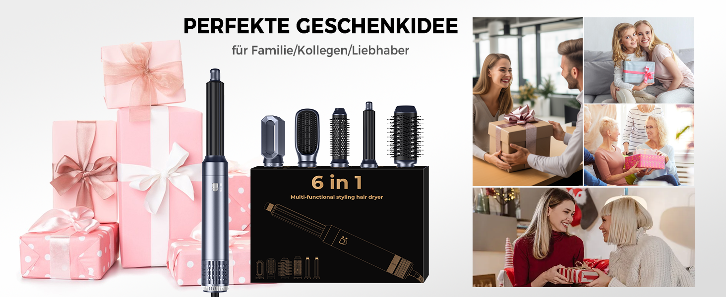 OKWRAP Haarstyler 5-в-1: Airbrush, фен, плойка, щітка для об'єму та локонів (блакитний)