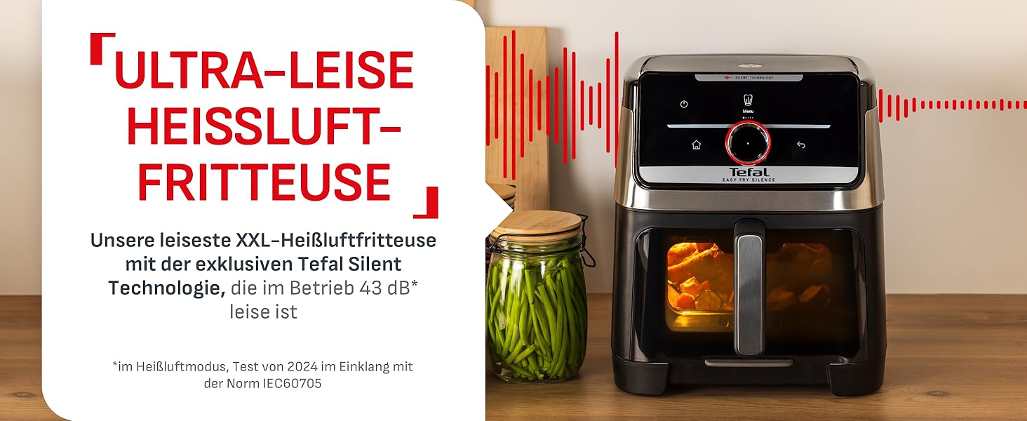 Фритюрниця Tefal Easy Fry Silence 7л з оглядовим вікном, біла (EY8421E0) - аерофритюрниця з тихим режимом, 10 програм, до 8 порцій