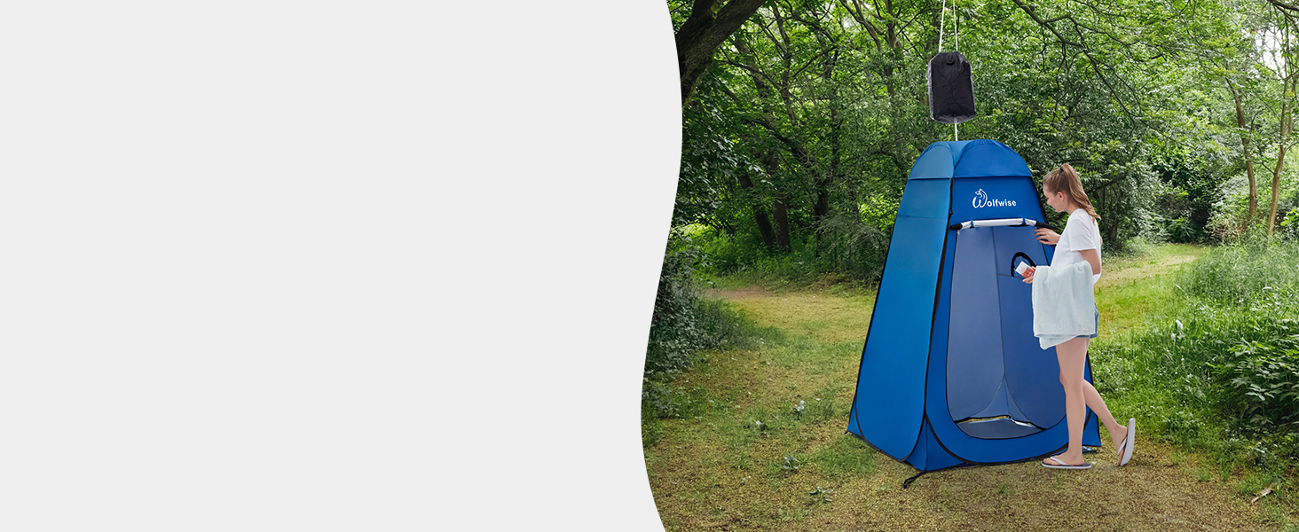WolfWise Pop-Up Shower Tent with UV Protection - Portable Toilet & Changing Tent for Camping & Outdoor Use - Blue L
