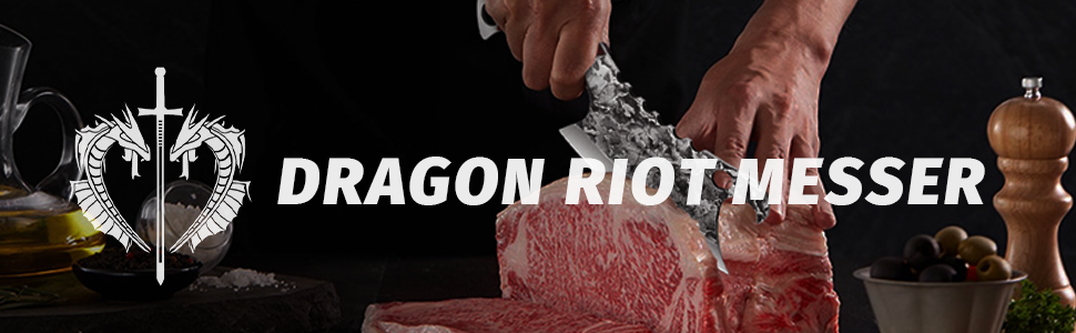 Японський кухонний ніж Dragon Riot: міцний кухонний ніж для професіоналів та любителів, ручна робота, з шкіряною піхвою. Ідеальний подарунок на Різдво.
