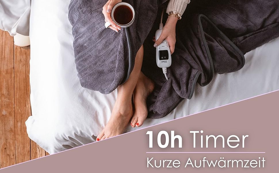 Електрична гріюча ковдра Zilan з автовимкненням | Ковдра для тепла | XXL 180 x 160 см | Таймер | Можна прати при 40°C | 9 температурних режимів | З пультом дистанційного керування | Тепла ковдра | Підігріваюче підстилка | Тепла ковдра