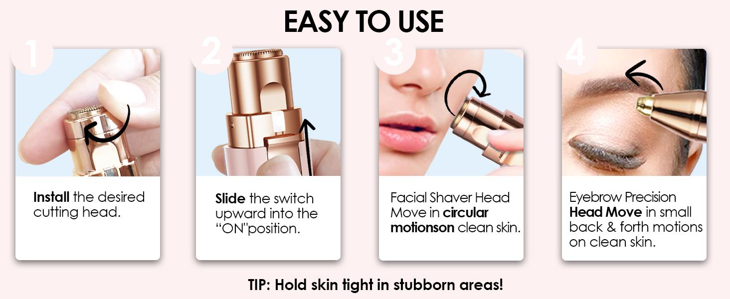 Триммер для обличчя та брів 2-в-1 VG VOGCREST з LED-підсвічуванням (Рожеве золото)