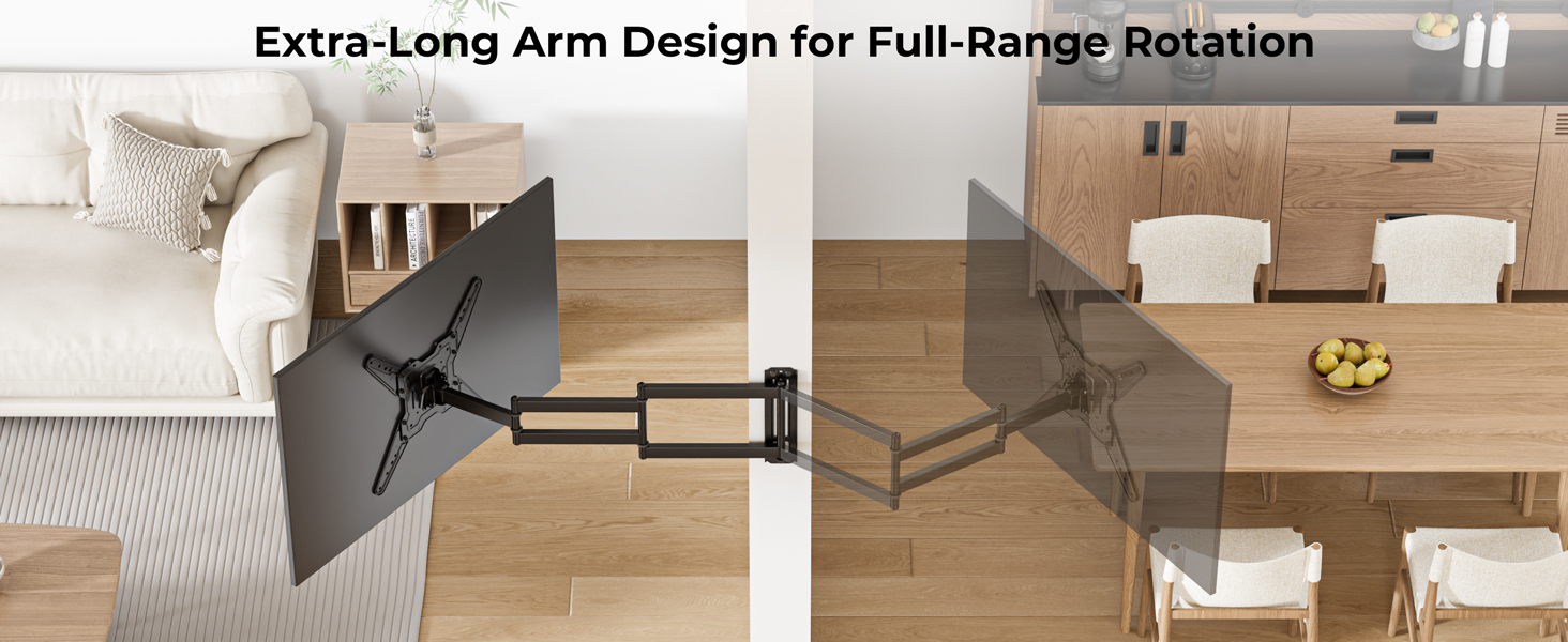 Кронштейн для телевізора BONTEC 950 мм, поворотний, нахильний, для 26-65 дюймів, VESA 400x400, до 35 кг