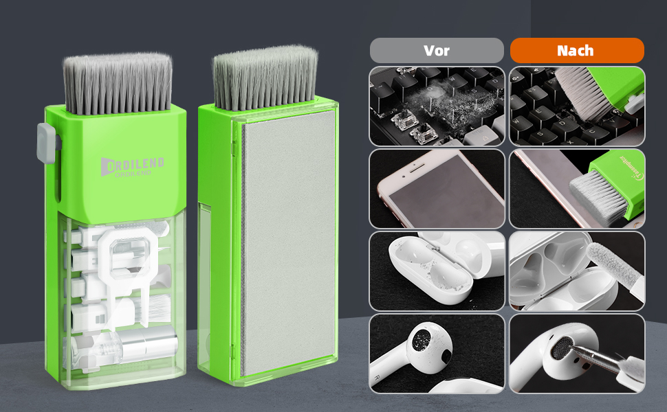 Набір для чищення клавіатури Ordilend: для смартфонів, ноутбуків, планшетів, ПК, моніторів, AirPods, з пульверизатором та щіткою