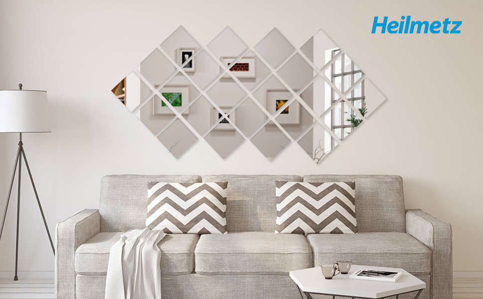 Дзеркальна плитка на клейкій основі 15x15 см, 24 шт. для декору стін, ванної кімнати, шафи, вітальні, спальні