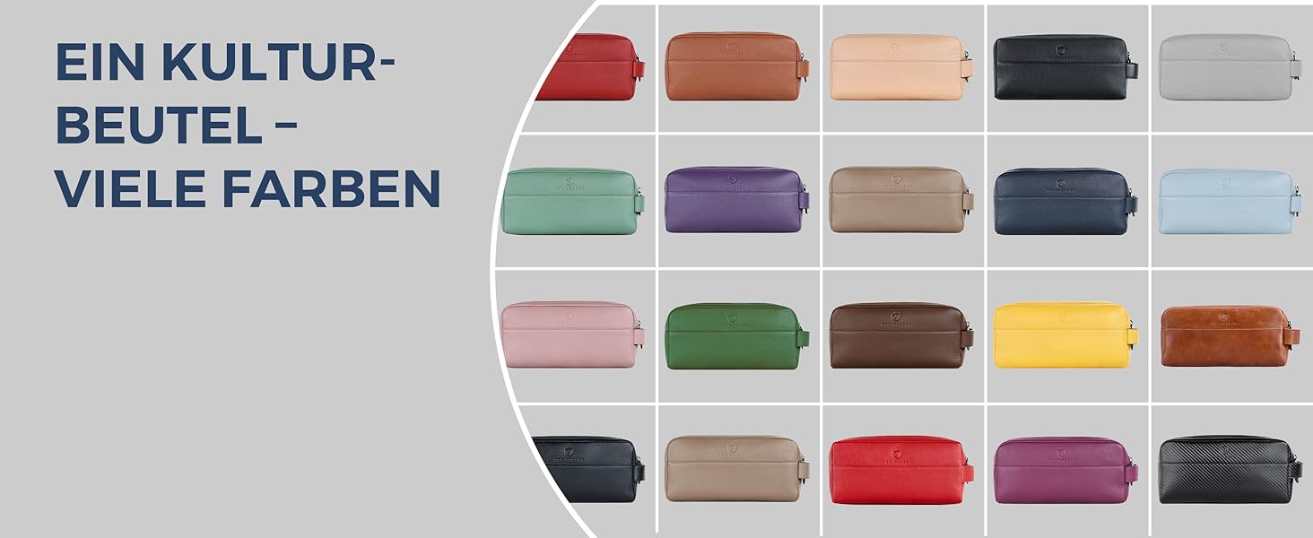 Чоловіча та жіноча косметичка VON HEESEN з натуральної шкіри - дорожня сумка, несесер для подорожей, чорна, велика (2 відділення)