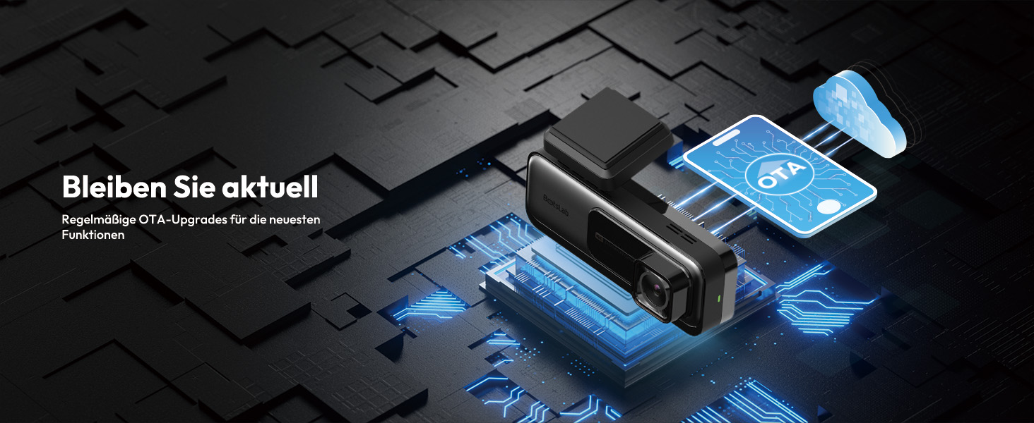 Відеореєстратор BOTSLAB Dashcam Auto з GPS, 4K, Dual, WiFi, ADAS, Нічне бачення, 64GB SD, 2.45' IPS, 24/7, Loop, WDR, 170°