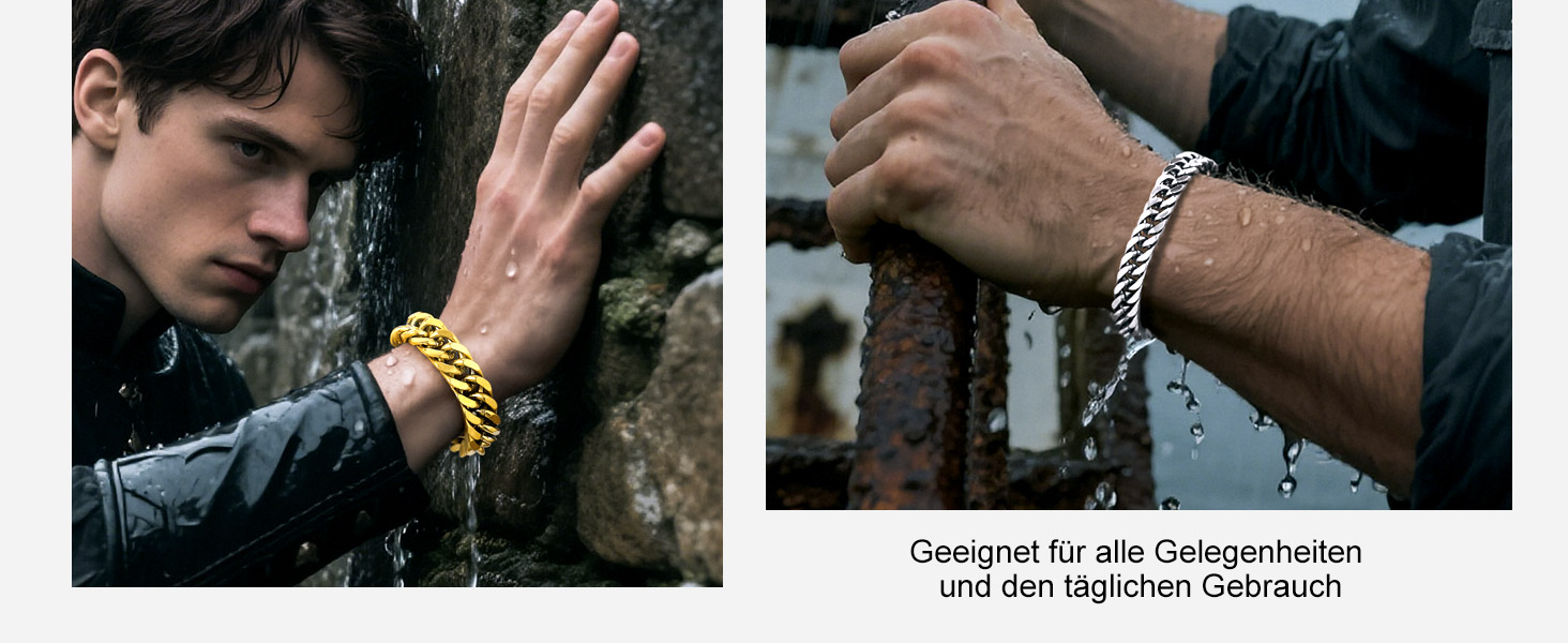 Чоловічий браслет Richsteel з нержавіючої сталі сріблястого/золотого/чорного кольору, ширина 12 мм, довжина 21 см, кубинський ланцюг, для подарунка