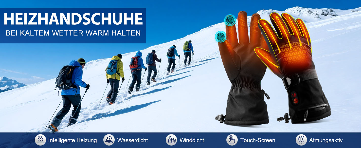 Електричні гріючі рукавиці для чоловіків та жінок, 7.4V 3200mAh, для зимових видів спорту, XL, Чорний