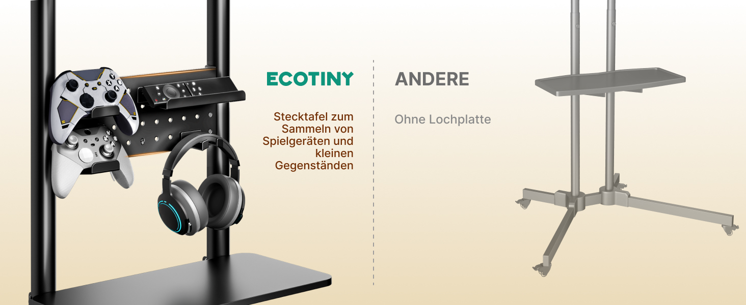 Підставка для телевізора на колесах, 50-90 дюймів, до 70 кг, регульована висота та нахил, з полицями, VESA 600x400 мм
