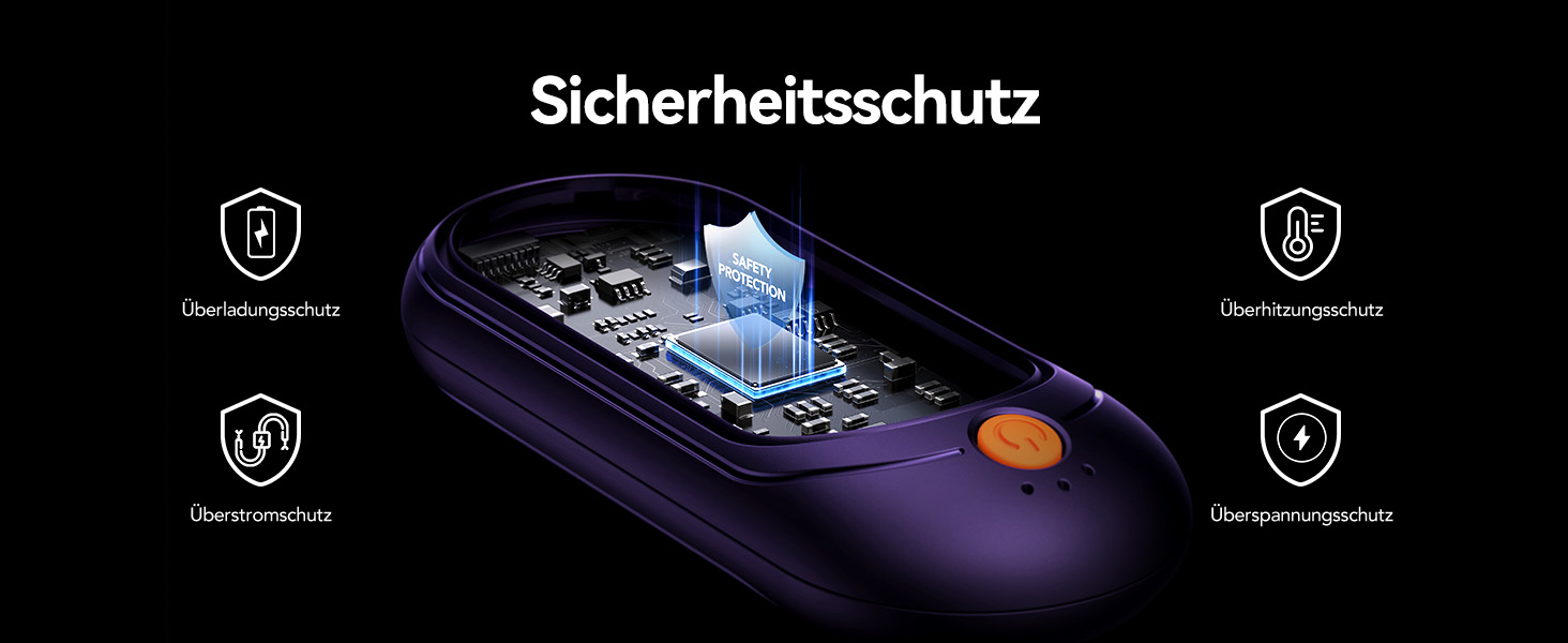 Електричні грілки для рук 2 шт. з акумулятором 2000mAh, зарядний пристрій 10000mAh, 5 режимів нагріву, USB, до 24 годин, для дітей, чоловіків, жінок, фіолетовий, компактний