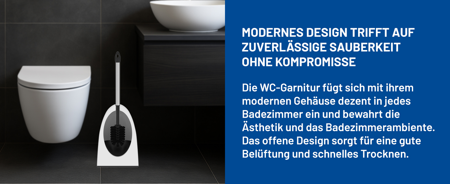 Набір для туалету Rival Recycling з щіткою для чищення країв – ергономічна щітка для унітазу з перероблених матеріалів для швидкого та ретельного прибирання – щітка для унітазу з тримачем (білий, ергономічна)