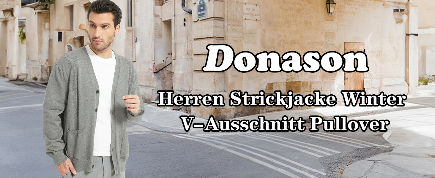 Чоловічий кардиган з в'язаного полотна, V-подібний виріз, бавовна, з ґудзиками та кишенями (сірий, M)