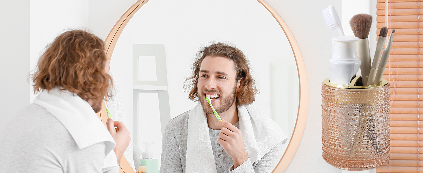 Набір аксесуарів для ванної кімнати Dasiton (4 шт.) з дозатором для мила, тримачем для зубних щіток, стаканом для полоскання та контейнером для ватних паличок (зелений/рожевий)