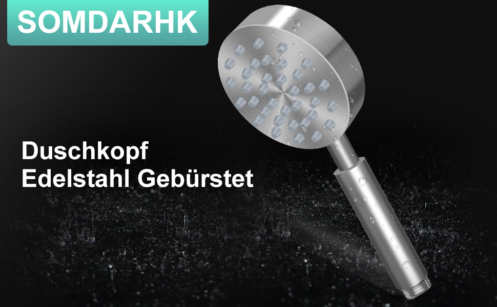 Stainless Steel Shower Head, Water-Saving Showerhead, High-Pressure Shower Head, Handheld Shower Head with Strong Jet, Rain Shower Head for Bathing, Spa, and Tub Cleaning (Silver)
